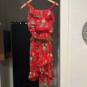 Speechless Kids Vibrant Red Floral Dress
